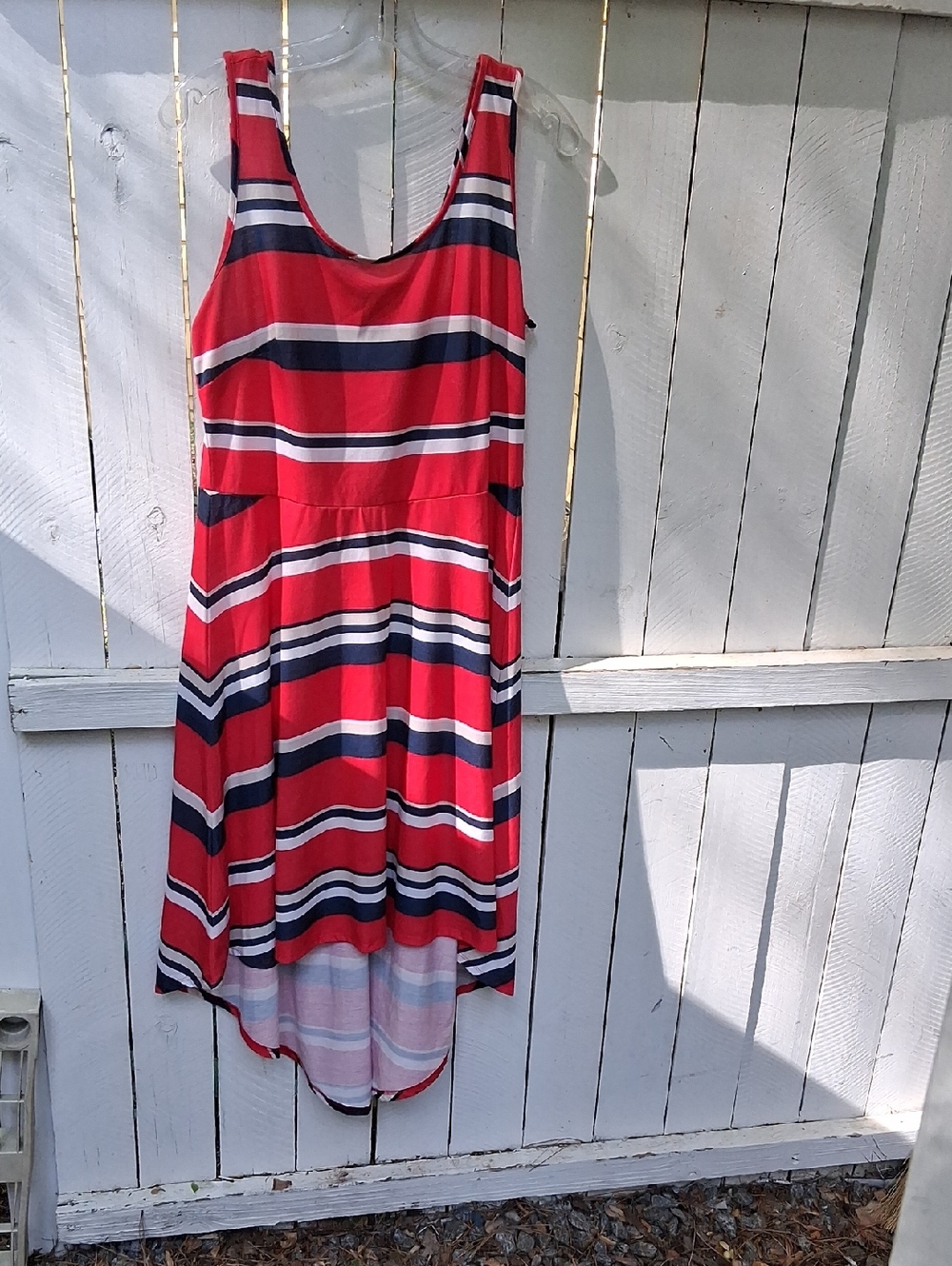 Cato Red Striped Sleeveless High-Low Dress
